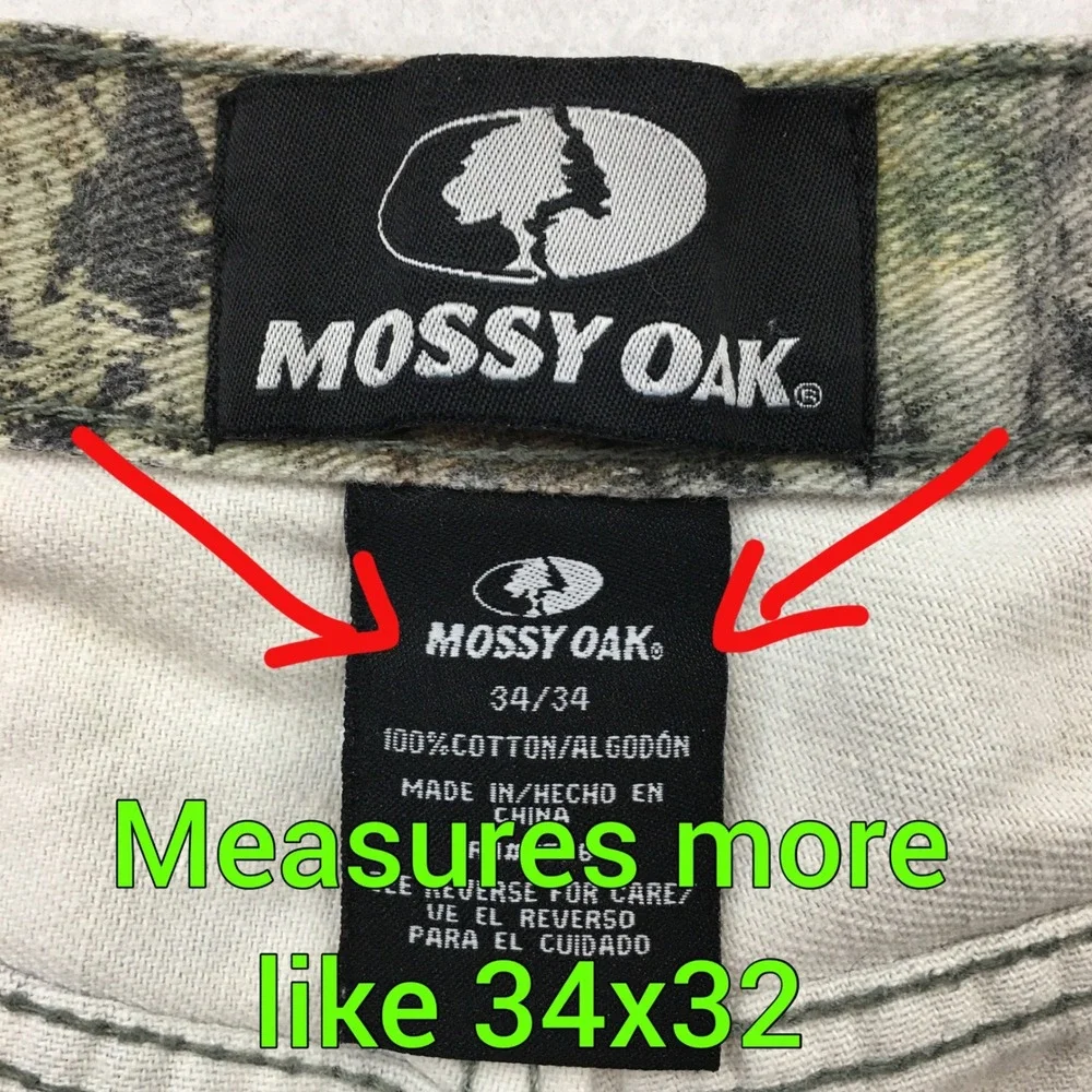 Mossy Oak Mens Camo Hunting Pants Camouflage Cotton Outdoor Work Trousers 34x32